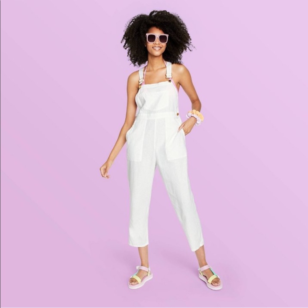 Stoney Clover Lane X Target White Linen Overalls Sz SM NWT